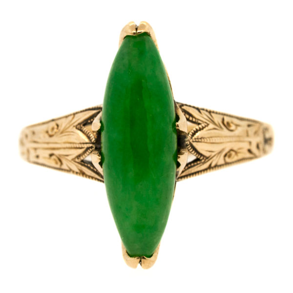 R2080-1920-Jadeite-Engraved Gold-Ring
