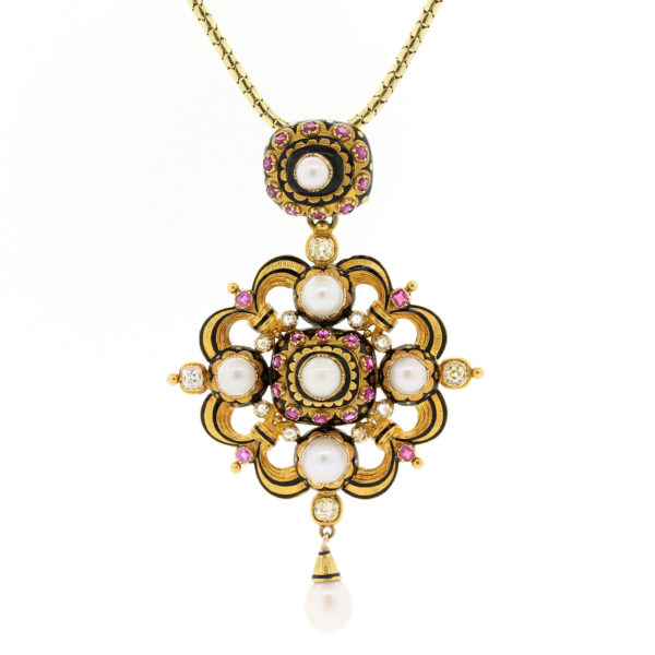 N571-1-Nat Pearl-Ruby-Gold-Enamel