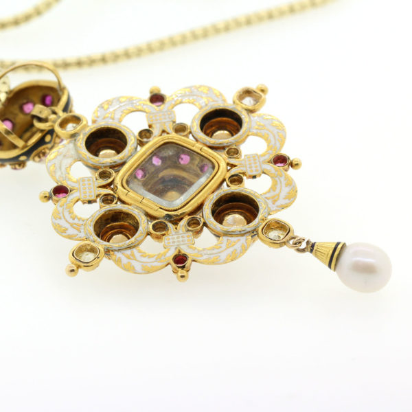 N571-4-Nat Pearl-Ruby-Enamel-Gold