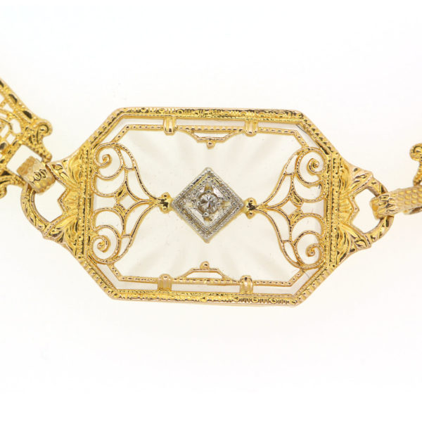 B521-2-Filigree-14KT Yellow-Diamond