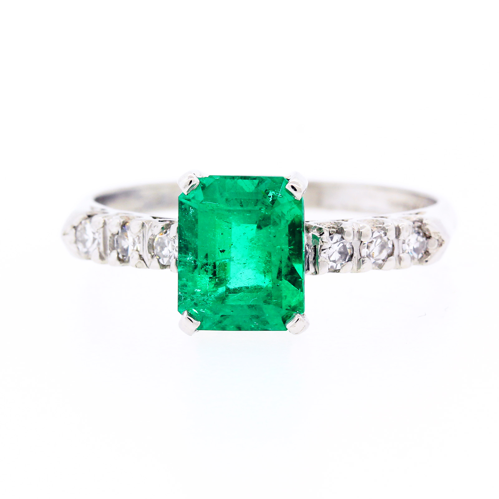A Colombian Emerald Vintage Engagement Ring