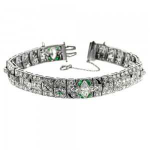 Deco Diamond Emerald Onyx Bracelet